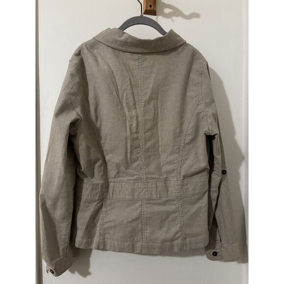 Coldwater Creek Utility Jacket Size10 Beige Pinstripe Zip Cotton Casual Workwear - Picture 4 of 6